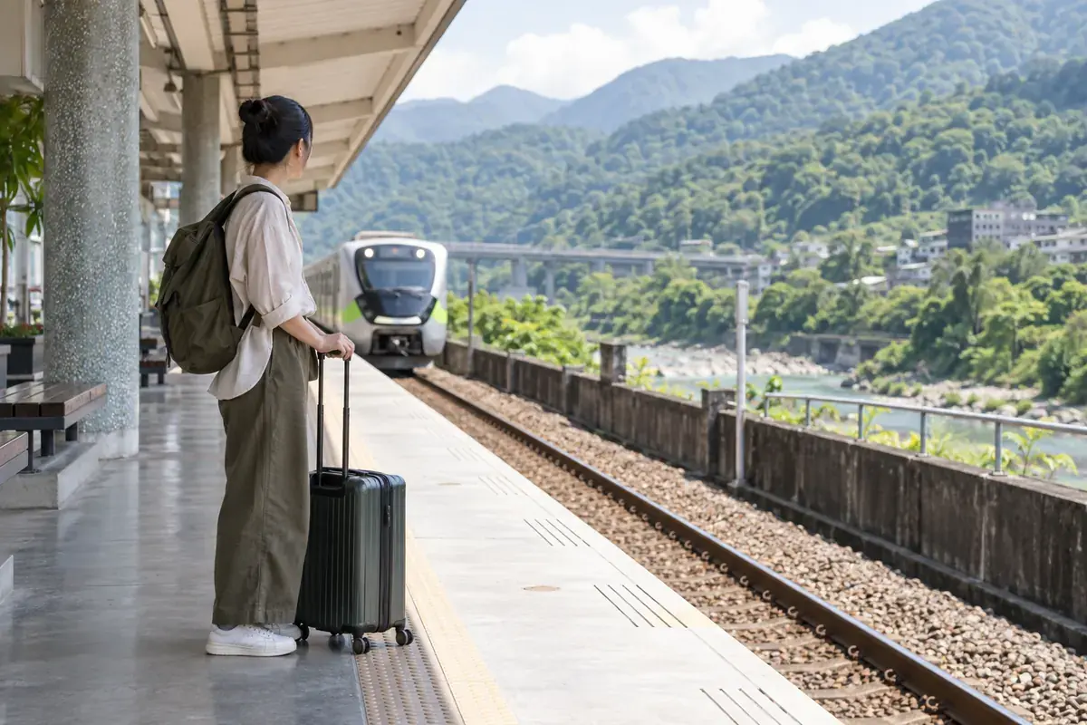Voyageur sur un quai ferroviaire taïwanais